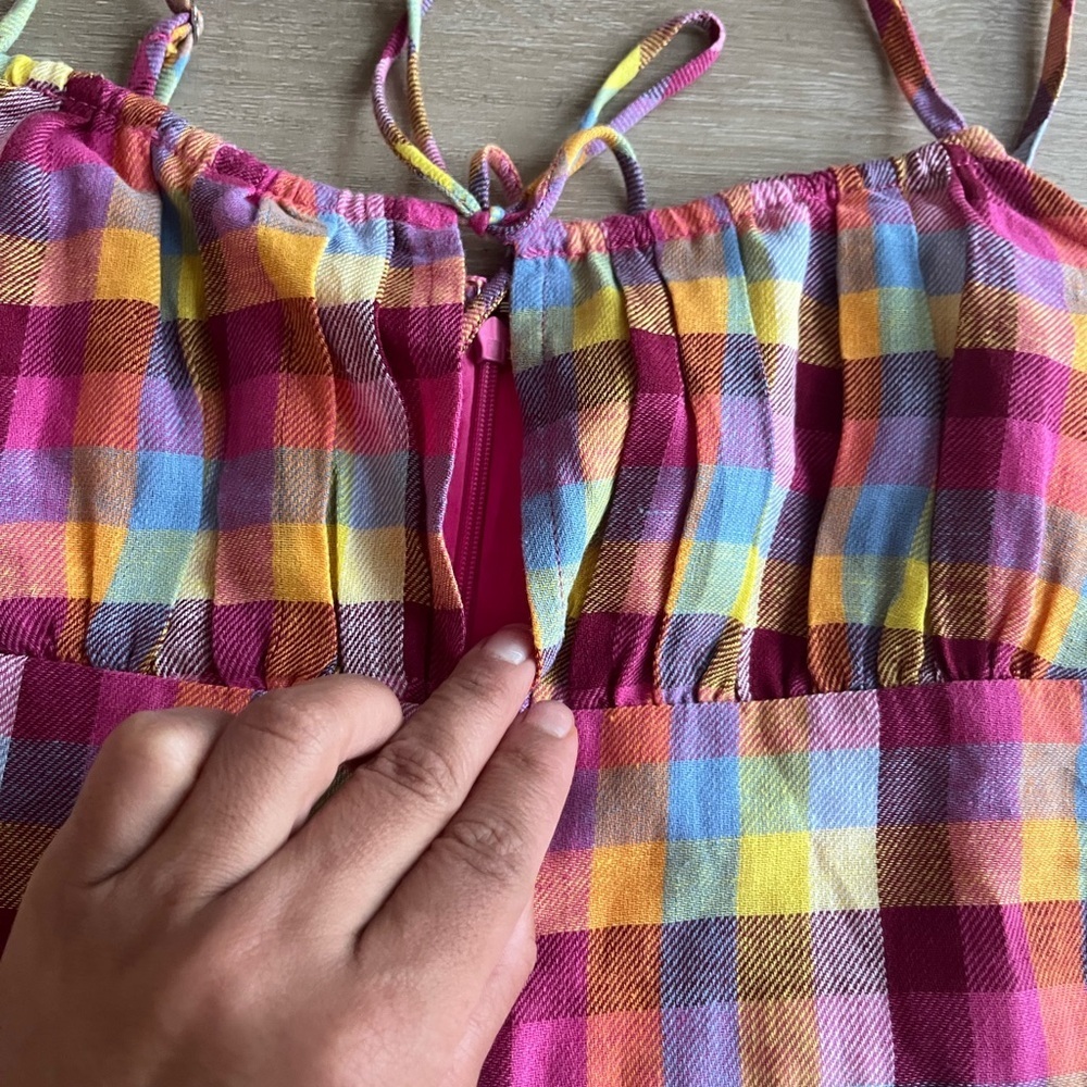 NWT BCBG plaid milkmaid mini dress SZ S Colorful Vibrant - Picture 2 of 9